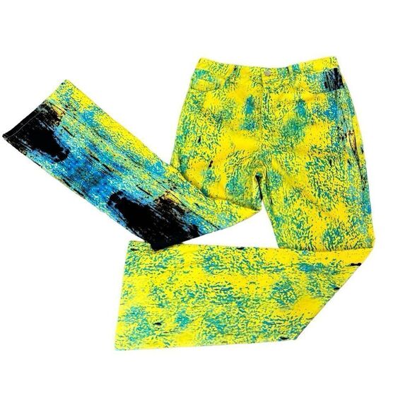 NwoT FINESSE Thea Multi Print Abstract High-rise Flare Leg Pants Long - Size M - Picture 4 of 7